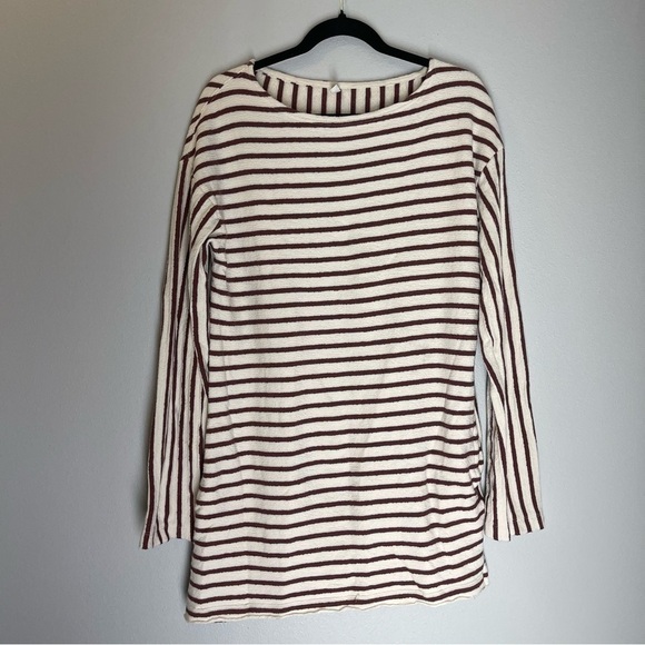 Intimately Free People Come On Over Tunic Dress Cotton White Red Striped Size S - Picture 2 of 13